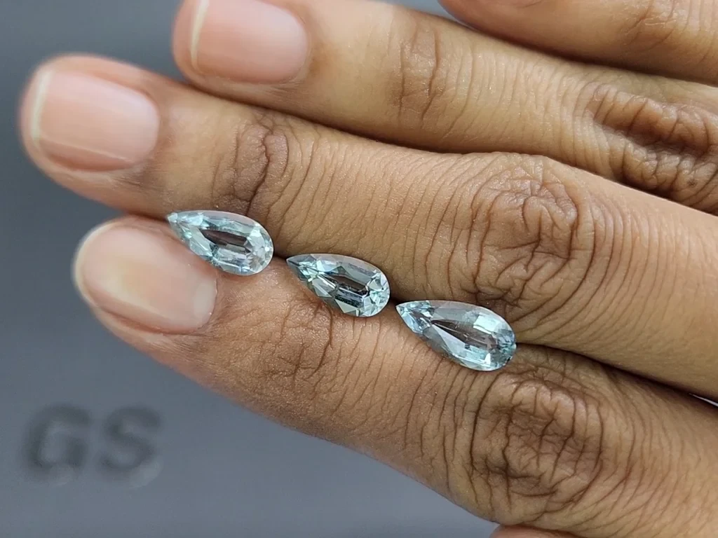Set of aquamarines pear cut 3.70 carats, Madagascar Image №2