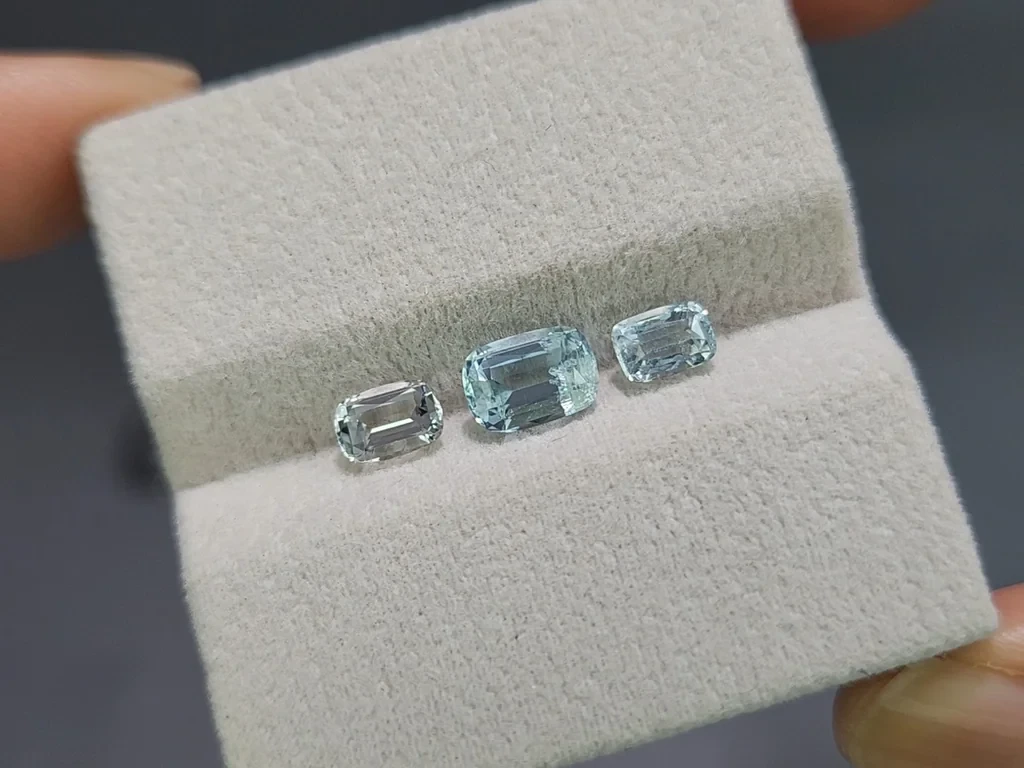 Set of aquamarines cushion cut 2.05 carats, Madagascar Image №5