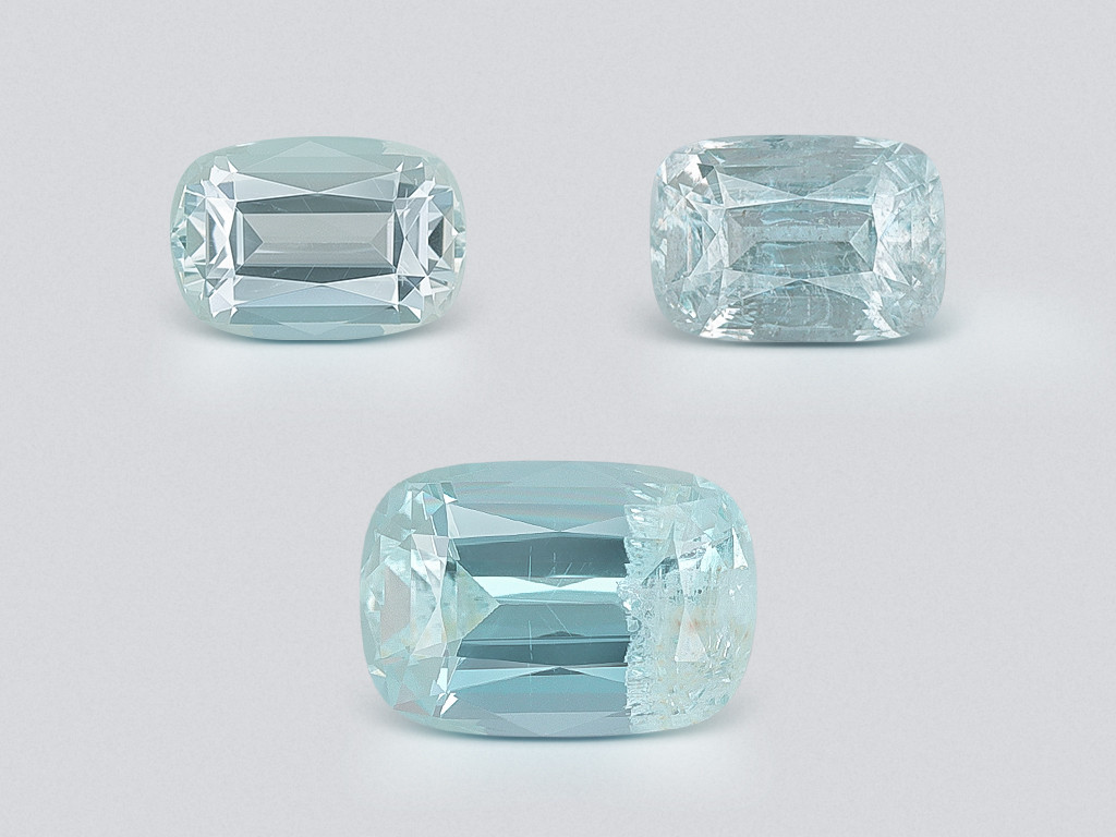 Set of aquamarines cushion cut 2.05 carats, Madagascar Image №1