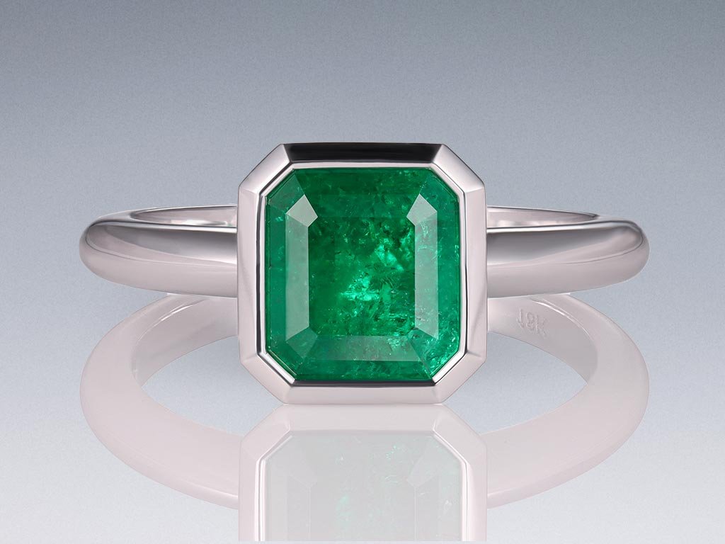 Ring with Vivid Green emerald color 1.60 ct in 18 karat gold  Image №1