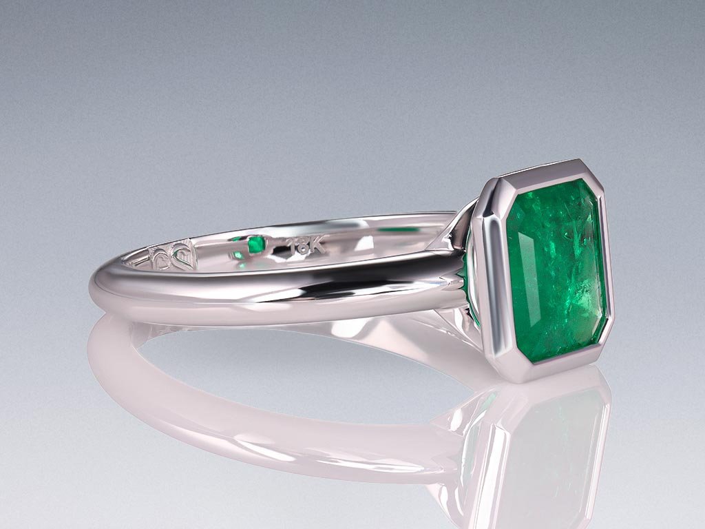 Ring with Vivid Green emerald color 1.60 ct in 18 karat gold  Image №2