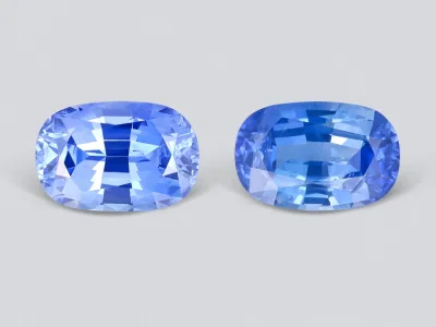 Pair of blue cushion cut sapphires 2.08 carats, Sri Lanka  photo