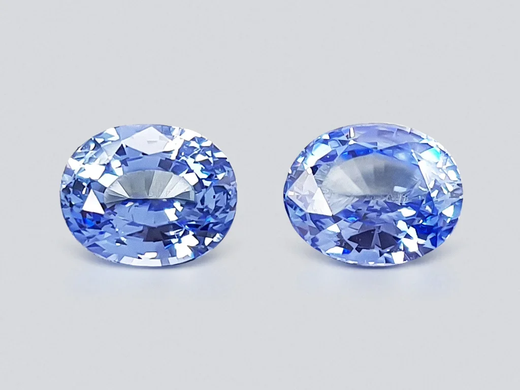 Pair of oval cut blue sapphires 3.68 carats, Sri Lanka Image №1