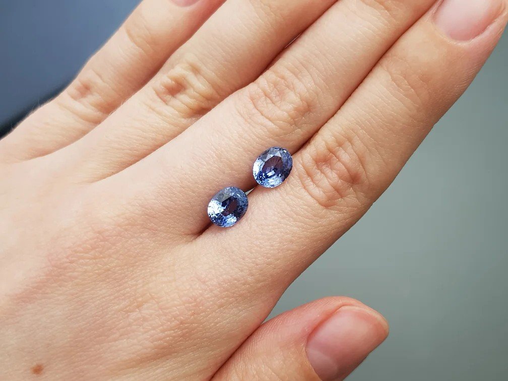 Pair of oval cut blue sapphires 3.68 carats, Sri Lanka Image №3