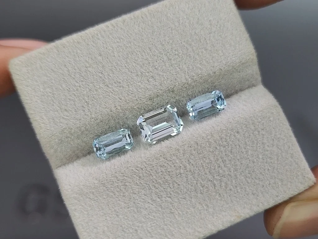 Set of aquamarines octagon cut 2.33 carats, Madagascar Image №4
