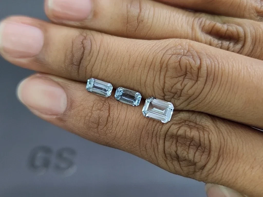 Set of aquamarines octagon cut 2.33 carats, Madagascar Image №1