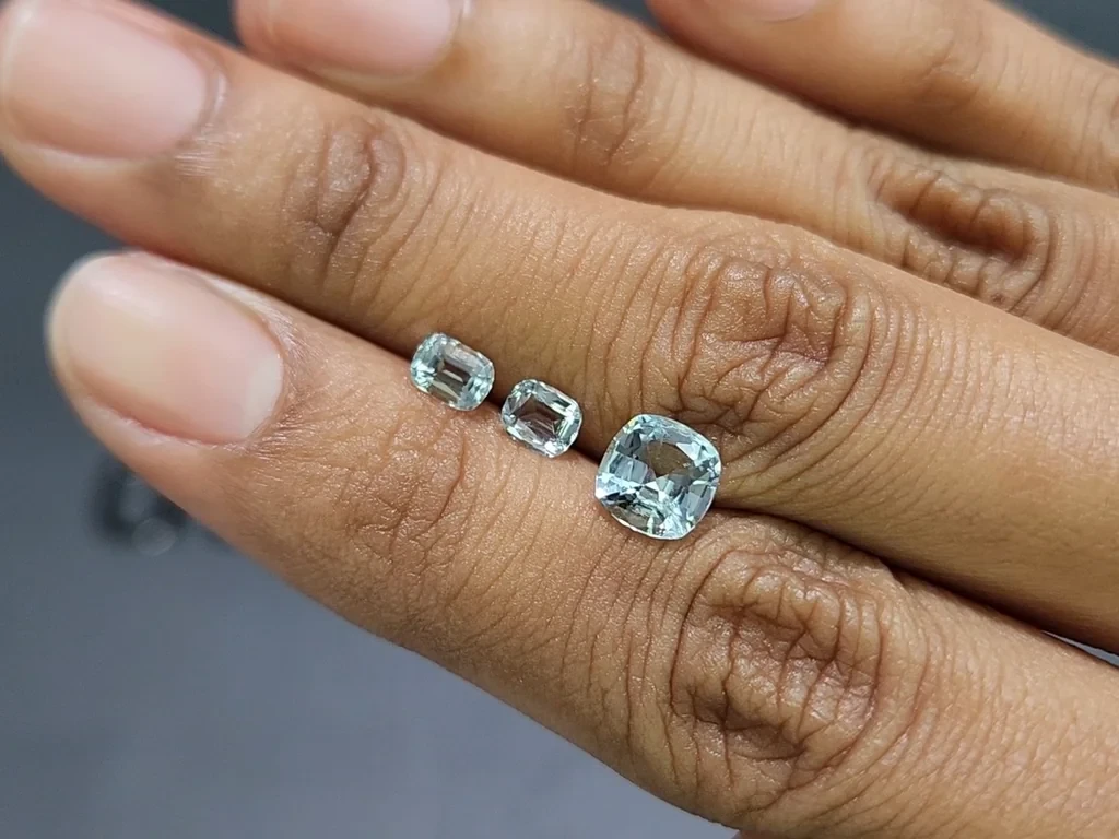 Set of aquamarines cushion cut 1.82 carats, Madagascar Image №2