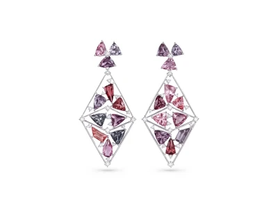Earrings with Burmese spinels 20.28 ct and diamonds set in 900 platinum photo