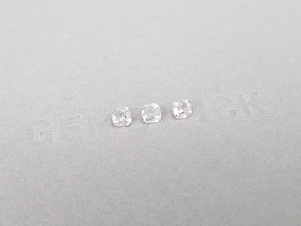 Set of colorless sapphires in cushion cut 1.03 ct, Sri Lanka Image №2