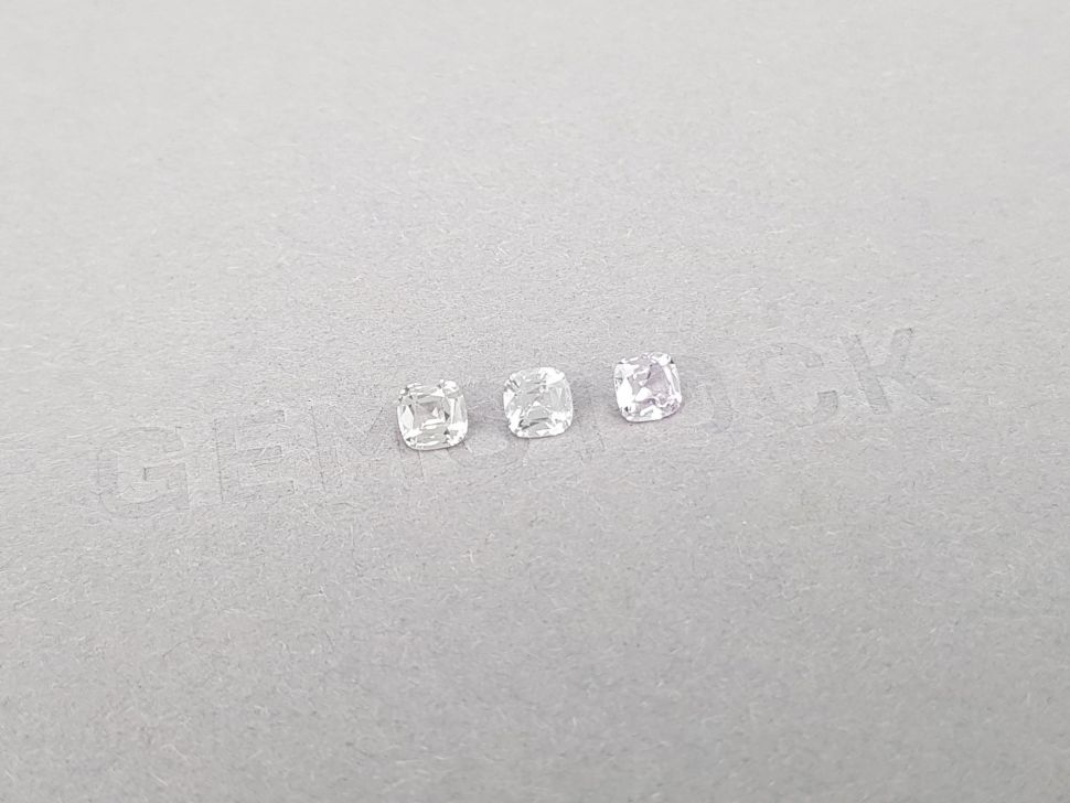 Set of colorless sapphires in cushion cut 1.03 ct, Sri Lanka Image №2