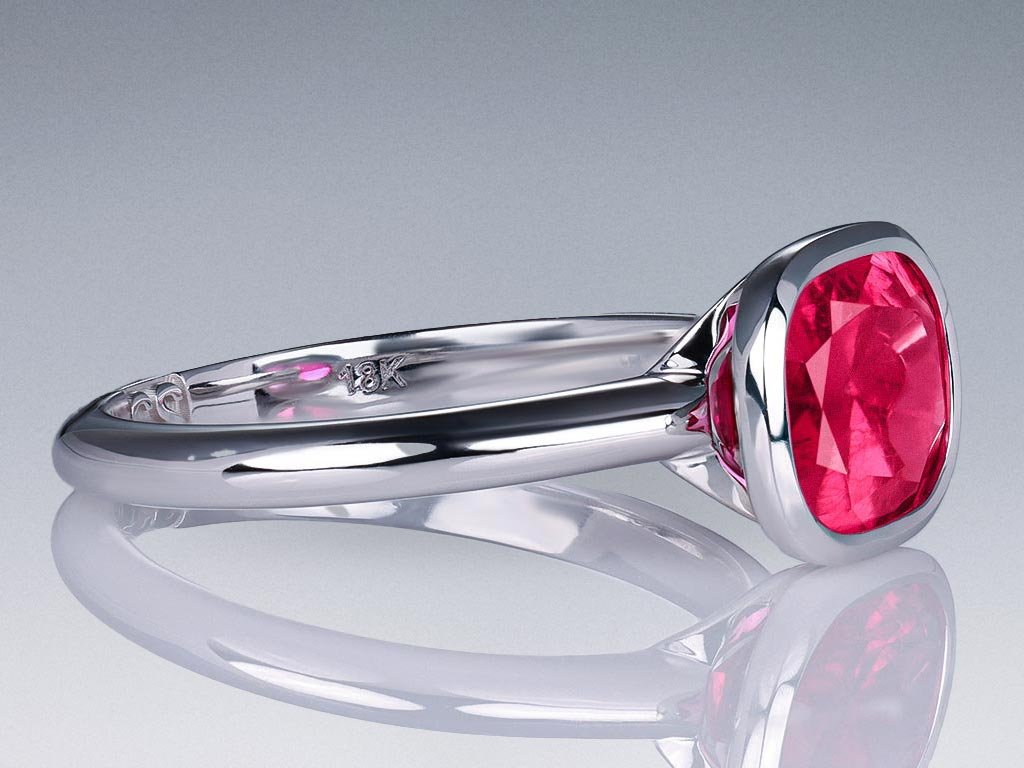 Ring with hot pink rubellite 2.32 ct in 18K white gold Image №2