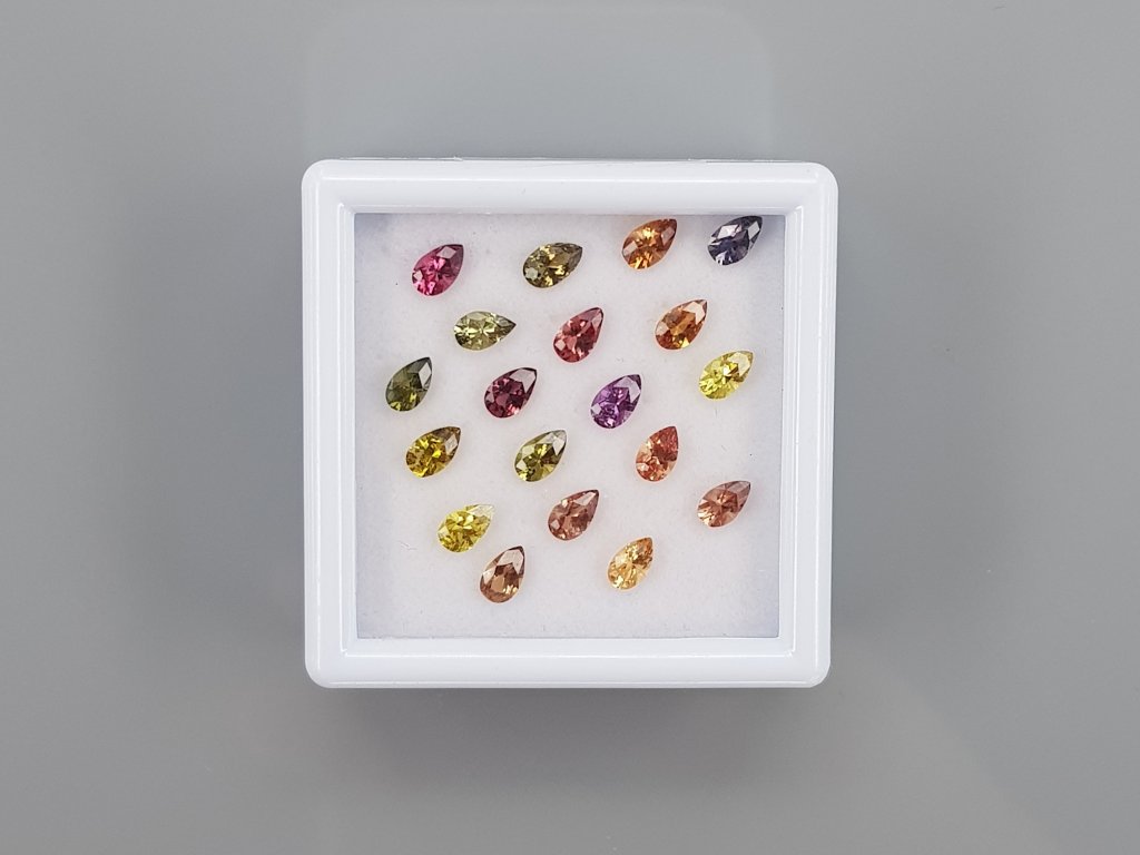 Set of calibrated sapphires 5x3 mm pear cut 4.07 carats/19 pcs Image №1