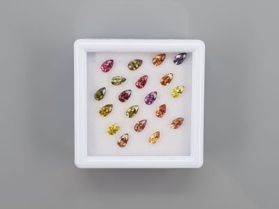 Set of calibrated sapphires 5x3 mm pear cut 4.07 carats/19 pcs photo