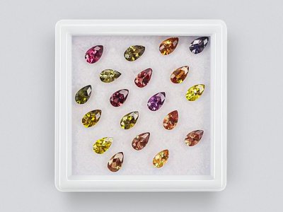 Set of calibrated sapphires 5x3 mm pear cut 4.07 carats/19 pcs photo