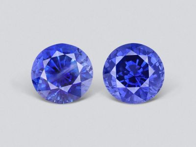 Pair of Royal Blue sapphires in round cut 1.37 ct, Sri Lanka photo