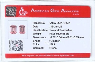 Certificate Paar zartrosa Rubelliten im Achteckschliff 1,81 karat, Afrika
