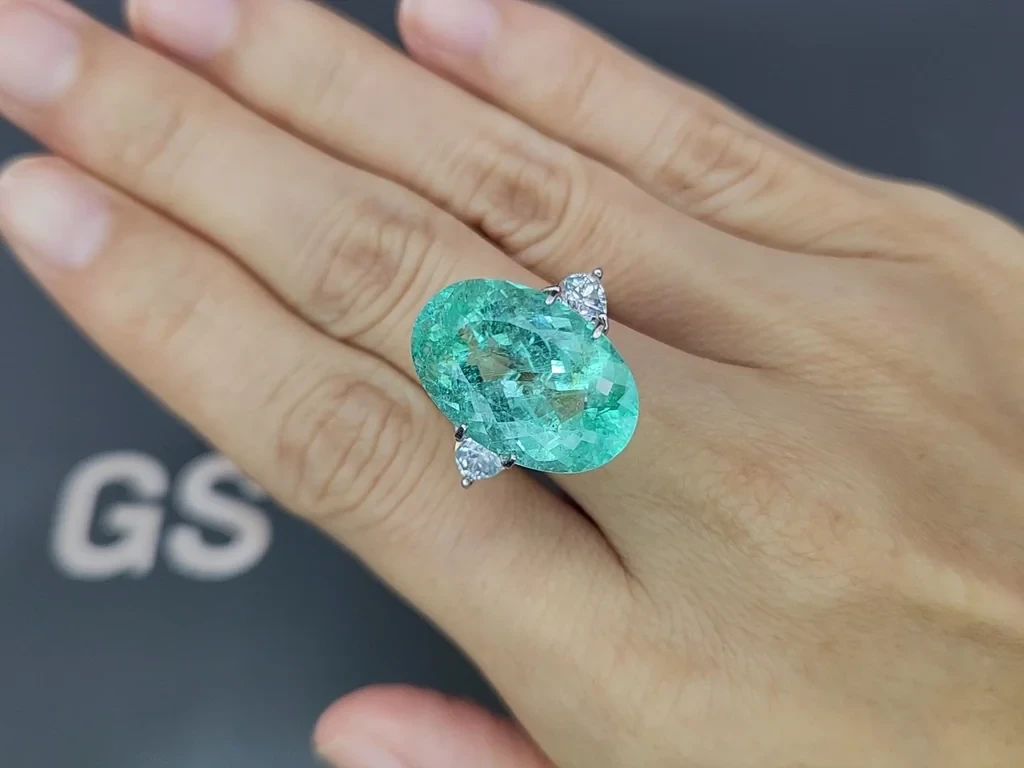 Turmalina Paraíba verde neón de talla ovalada de 15,92 quilates, Mozambique Image №5