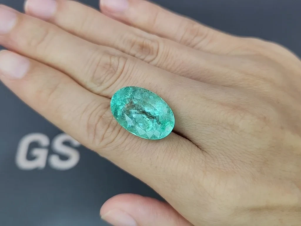 Turmalina Paraíba verde neón de talla ovalada de 15,92 quilates, Mozambique Image №2