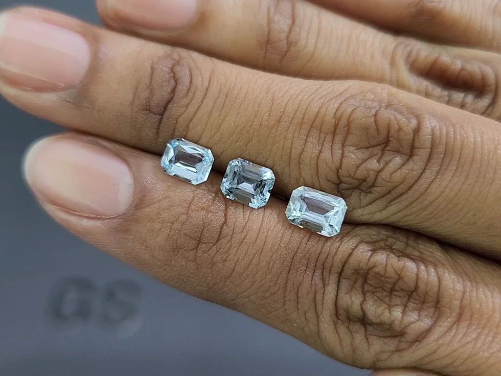 Set of aquamarines octagon cut 2.18 carats, Madagascar Image №1