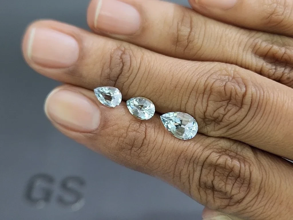 Set of aquamarines in pear cut 2.91 carats, Madagascar Image №1