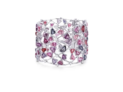 Bracelet with Burmese spinels 74 ct and diamonds set in 900 platinum photo