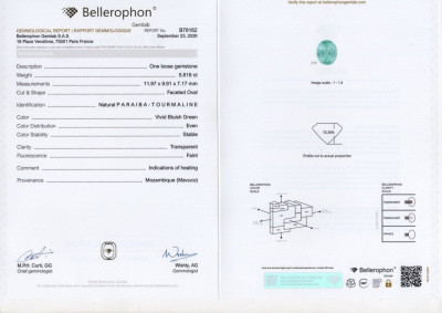 Certificate Neonfarbener, bläulich-grün Paraíba-turmalin im ovals chliff 5,82 karat, Mosambik