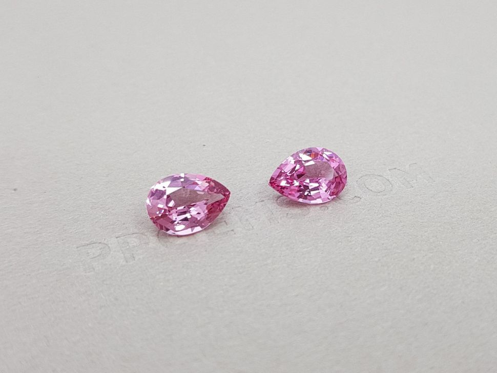 Pair of pale pink spinels, pear cut 3.00 ct, Pamir Image №2