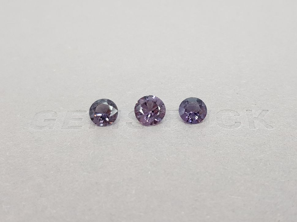 Set of gray-purple spinel in a circle cut, 2.29 ct, Vietnam Image №1