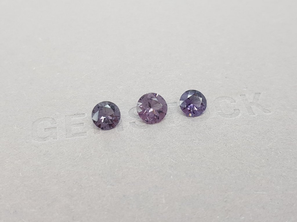 Set of gray-purple spinel in round cut 2.29 ct, Vietnam Image №2