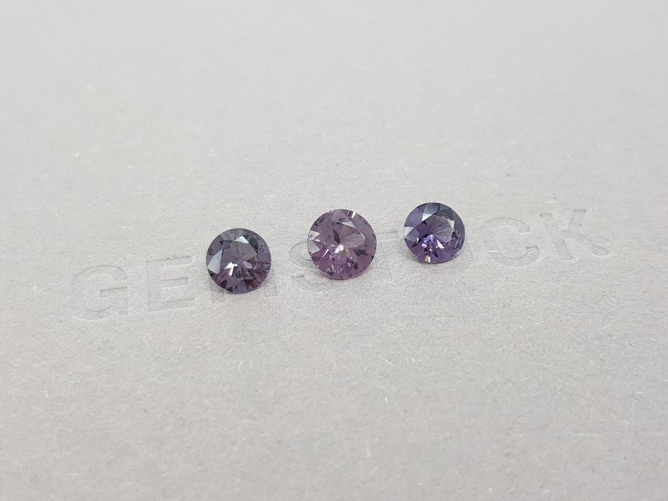 Set of gray-purple spinel in a circle cut, 2.29 ct, Vietnam Image №2