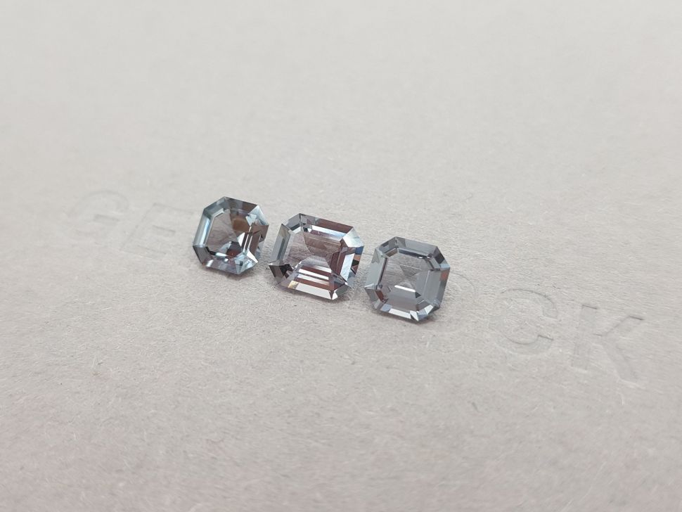 Set of three octagon-cut steel spinels 3.28 ct Image №3