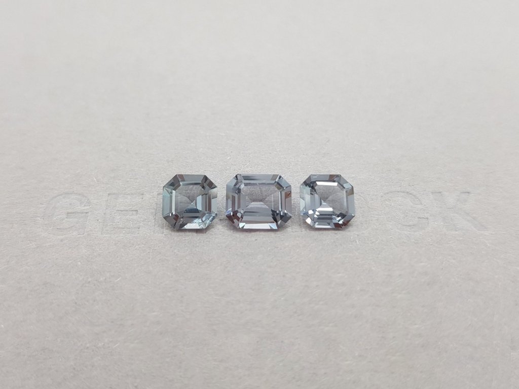 Set of three octagon cut steel spinels 3.28 ct Image №1