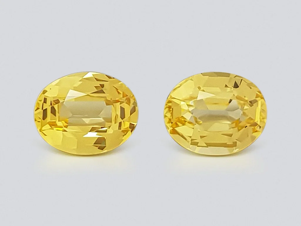 Paire de saphirs taille ovale jaune vif 2,98 carats, Madagascar Image №1