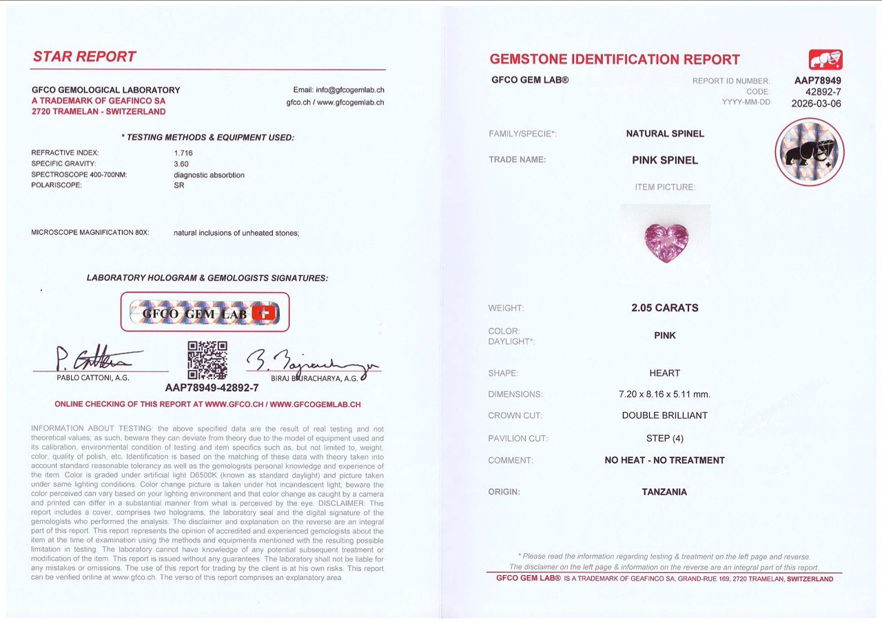 Rosa spinell herzförmiger 2,05 karat, Tansania Image №6
