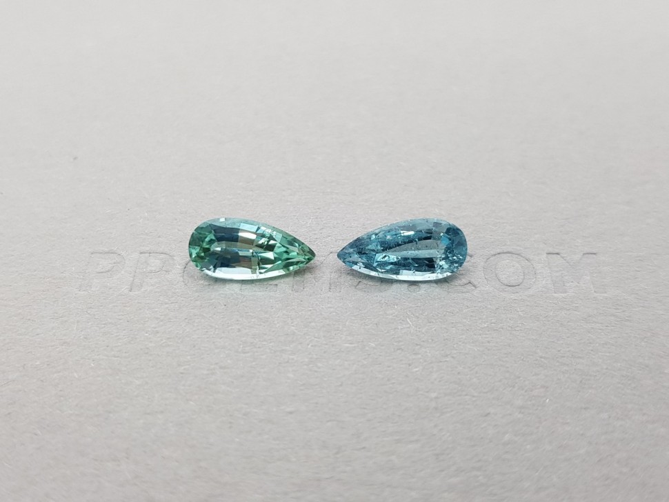 Pair of pear cut tourmalines 2.06 ct, Afghanistan Image №5