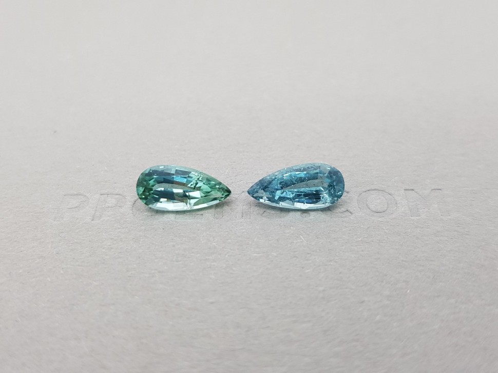 Pair of pear cut tourmalines 2.06 ct, Afghanistan Image №1