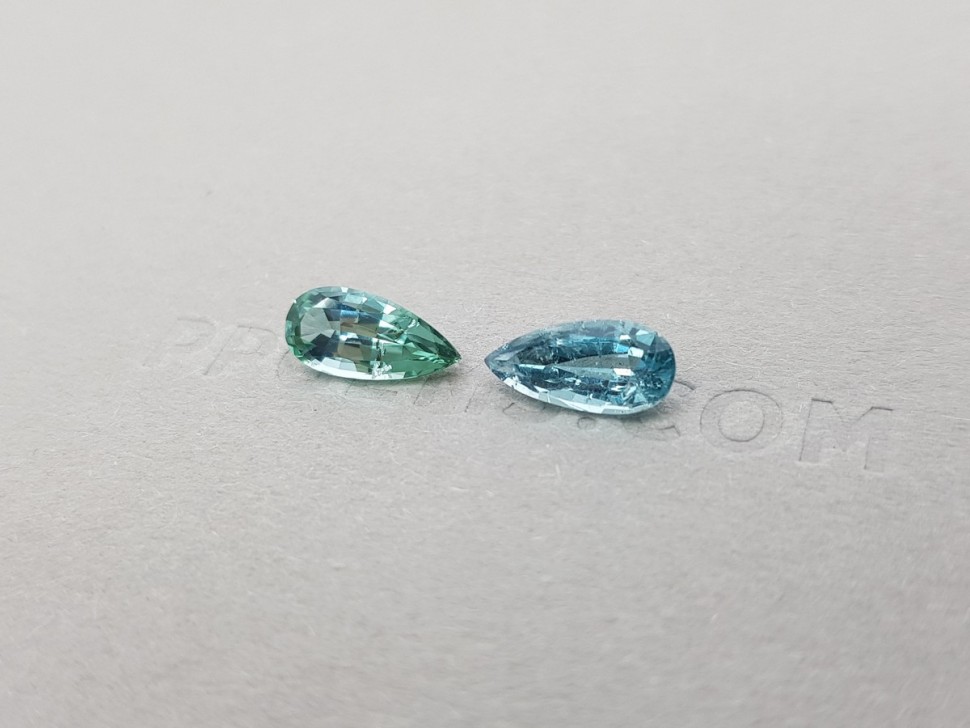Pair of pear cut tourmalines 2.06 ct, Afghanistan Image №2