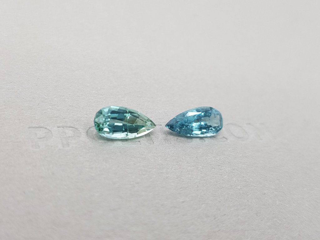 Pair of pear cut tourmalines 2.06 ct, Afghanistan Image №3