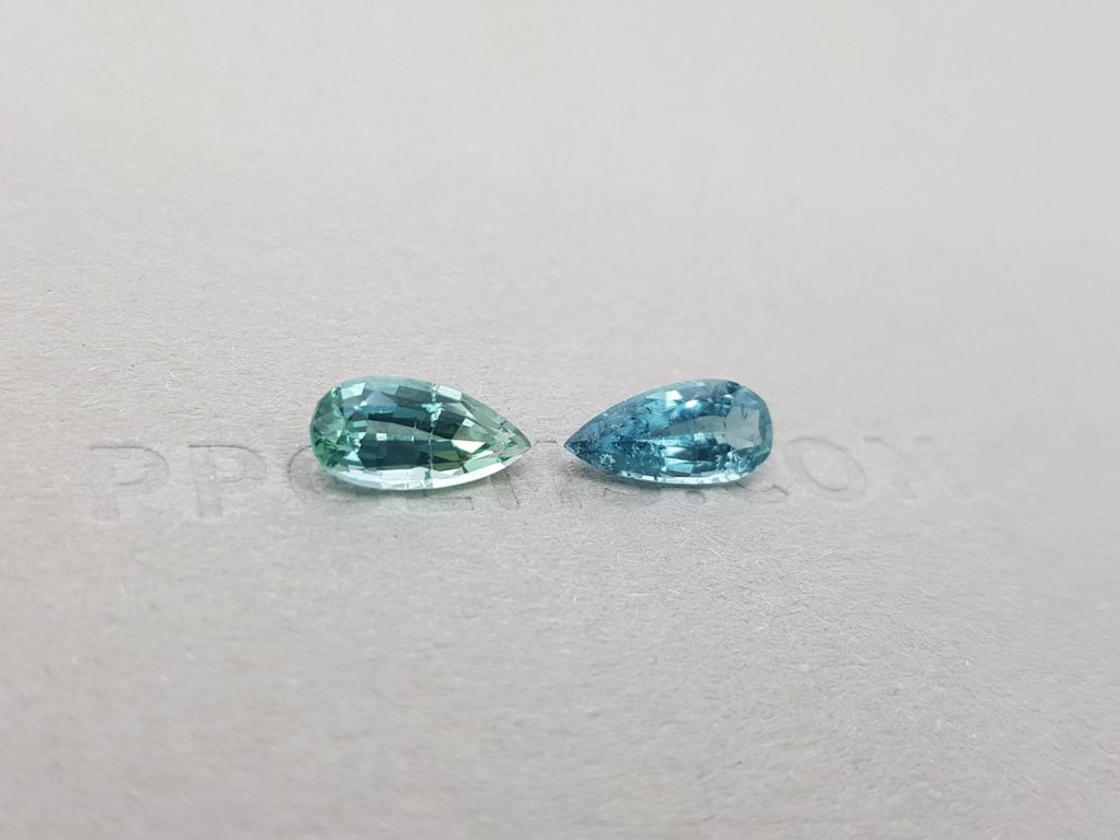 Pair of pear cut tourmalines 2.06 ct, Afghanistan Image №4