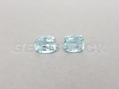 Pair of cushion cut aquamarines 8.38 carats, Africa photo