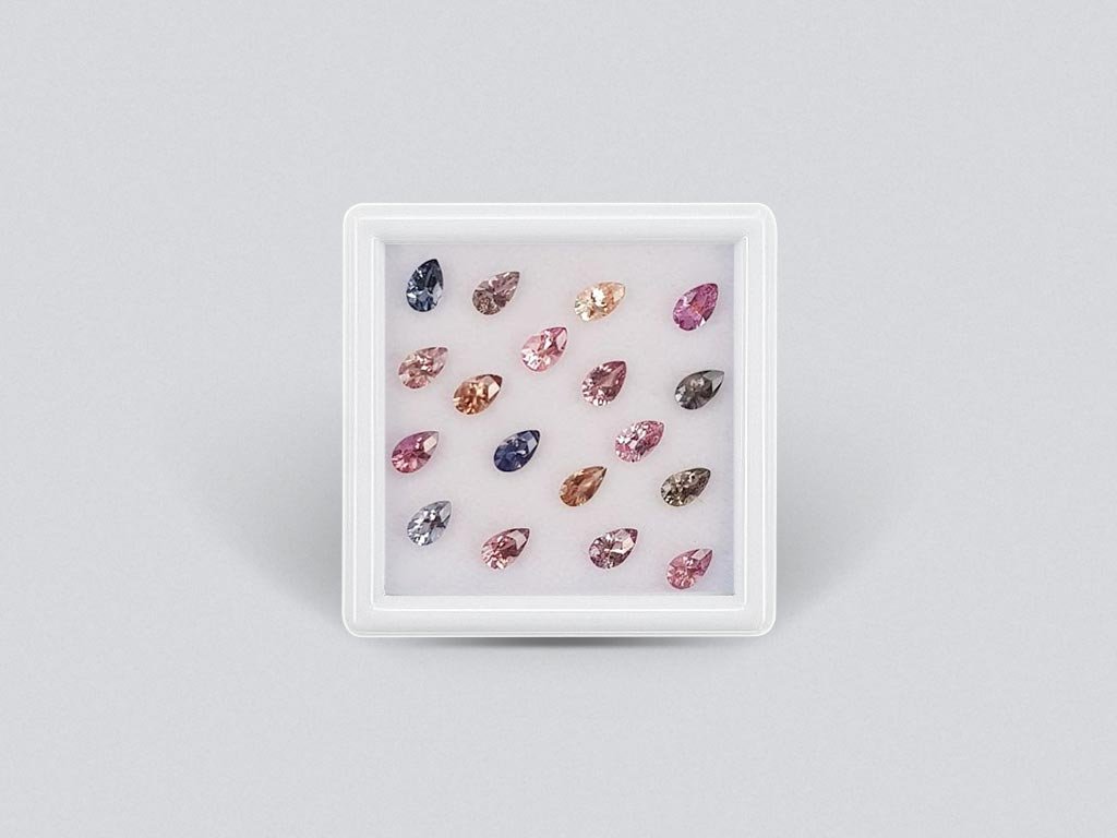 Set of calibrated sapphires 5x3 mm pear cut 3.96 carats/18 pcs Image №1