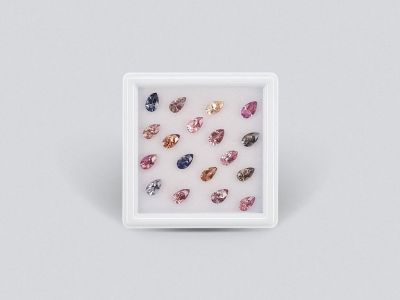 Set of calibrated sapphires 5x3 mm pear cut 3.96 carats/18 pcs photo