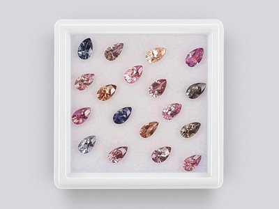 Set of calibrated sapphires 5x3 mm pear cut 3.96 carats/18 pcs photo