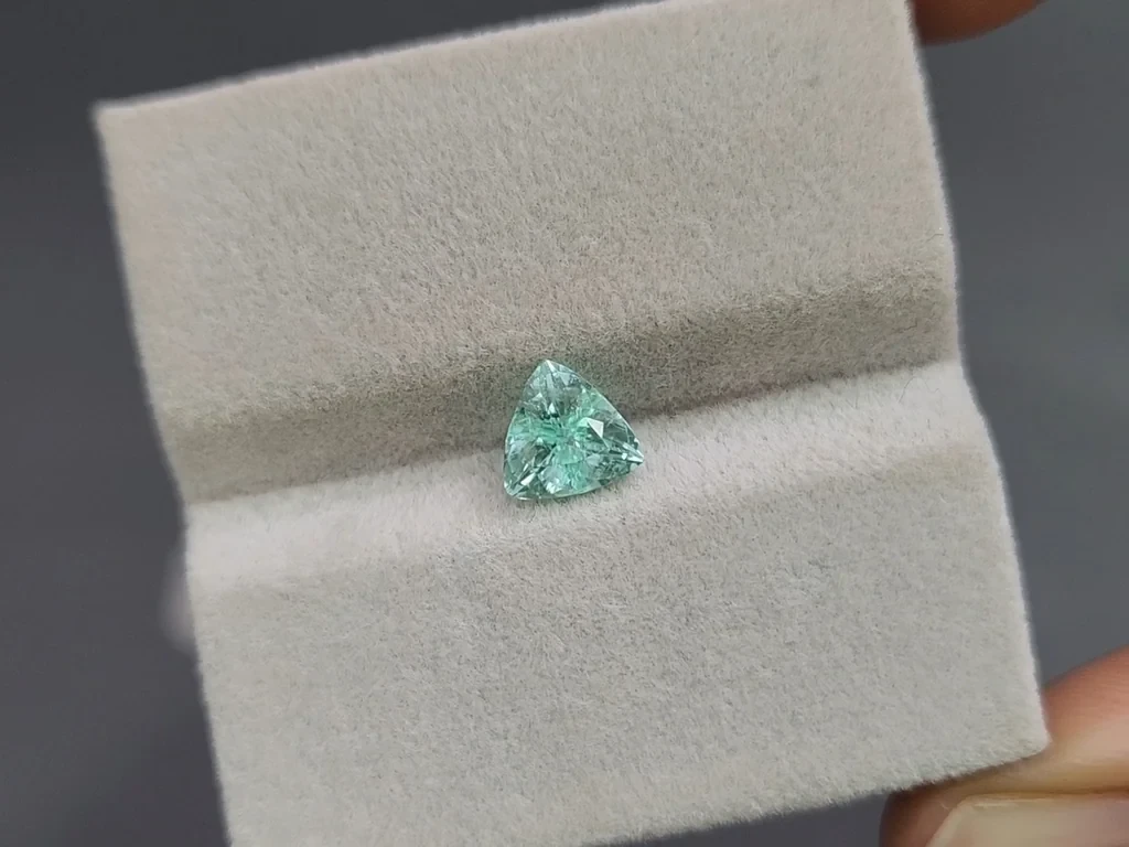 Una turmalina Paraiba verde azulada de corte trillón de 1,13 quilates procedente de África Image №4