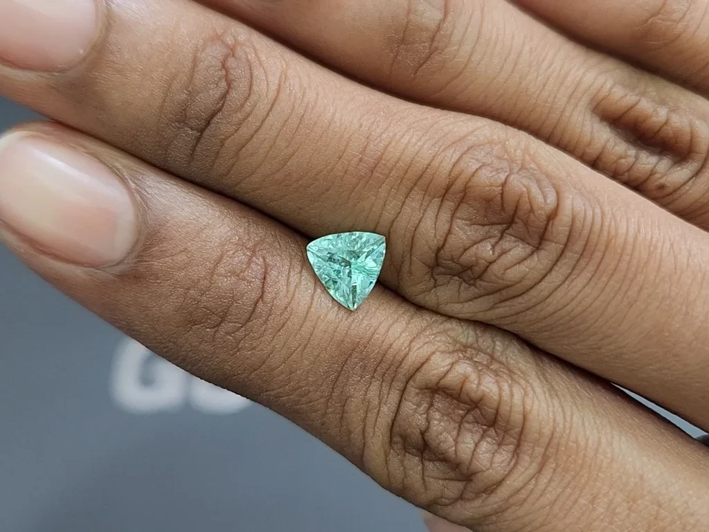Una turmalina Paraiba verde azulada de corte trillón de 1,13 quilates procedente de África Image №2