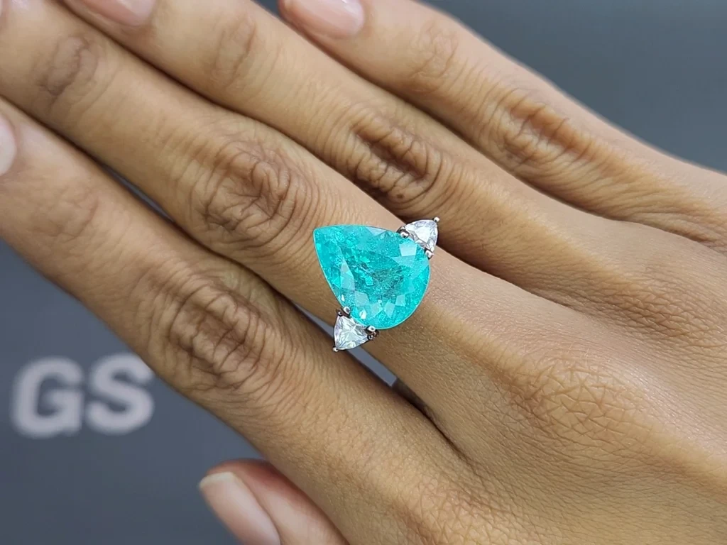 Pera de turmalina Paraiba cortada 6,84 quilates, Mozambique Image №5