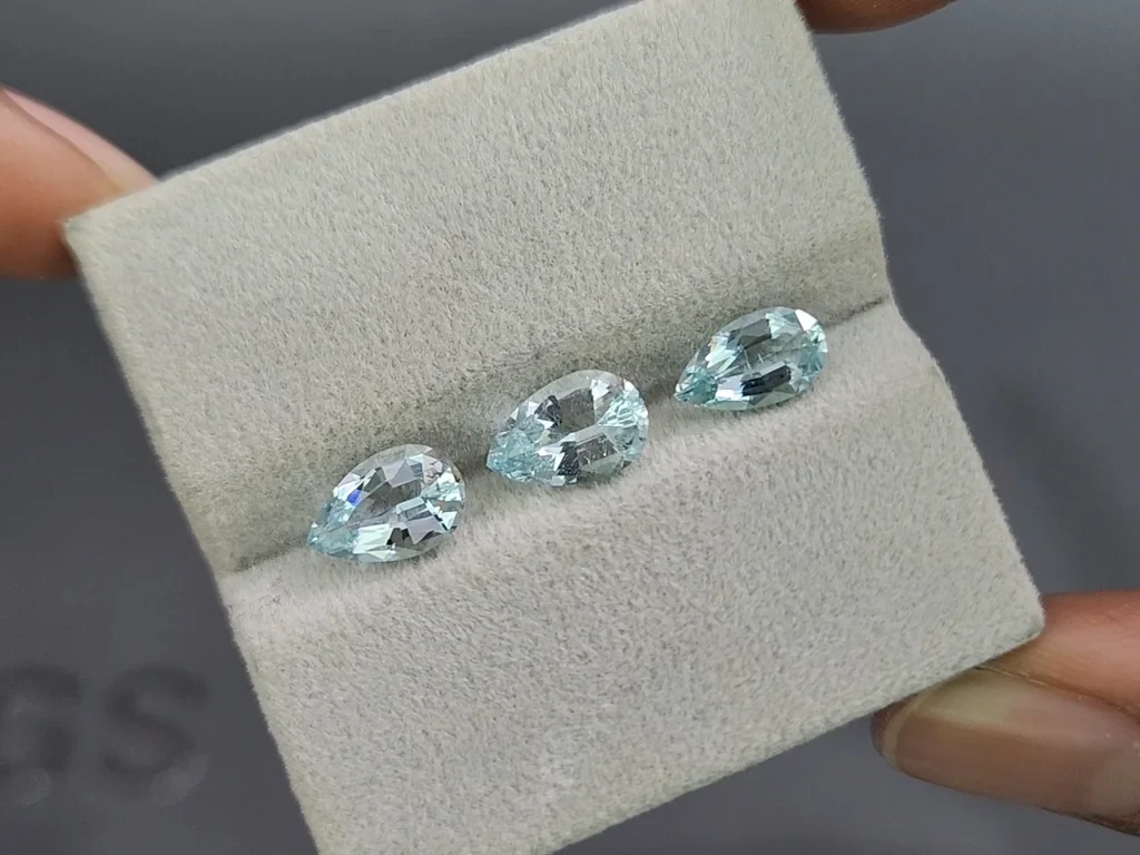 Ensemble aigues-marines taille poire, 3,12 carats, Madagascar Image №4
