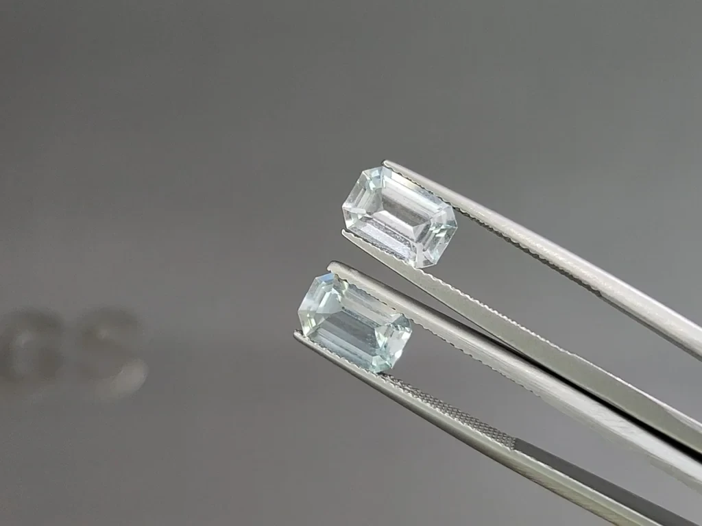 Satz achteckig geschliffener aquamarine 5,24 Karat, Madagaskar Image №4