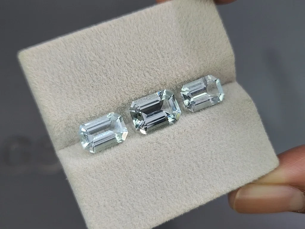 Satz achteckig geschliffener aquamarine 5,24 Karat, Madagaskar Image №5