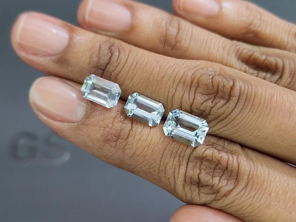 Satz achteckig geschliffener aquamarine 5,24 Karat, Madagaskar Image №2